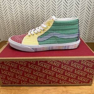NEW MENS VANS SKATE SK-8 Hi PRIDE RAINBOW CANVAS SHOES SIZE 10 Colorful
